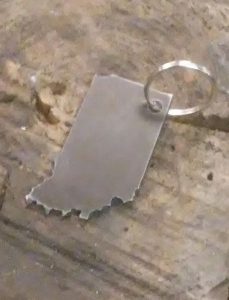 METAL KEY CHAIN INDIANA SHAPED KEY RING INDY MADE