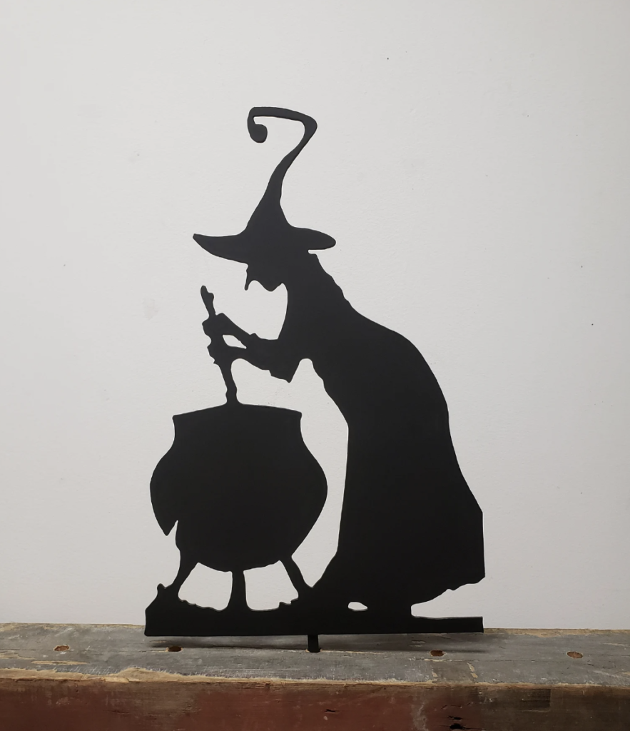 Large Spooky Witch with Cauldron Metal Sign Halloween Decor Decoration ...